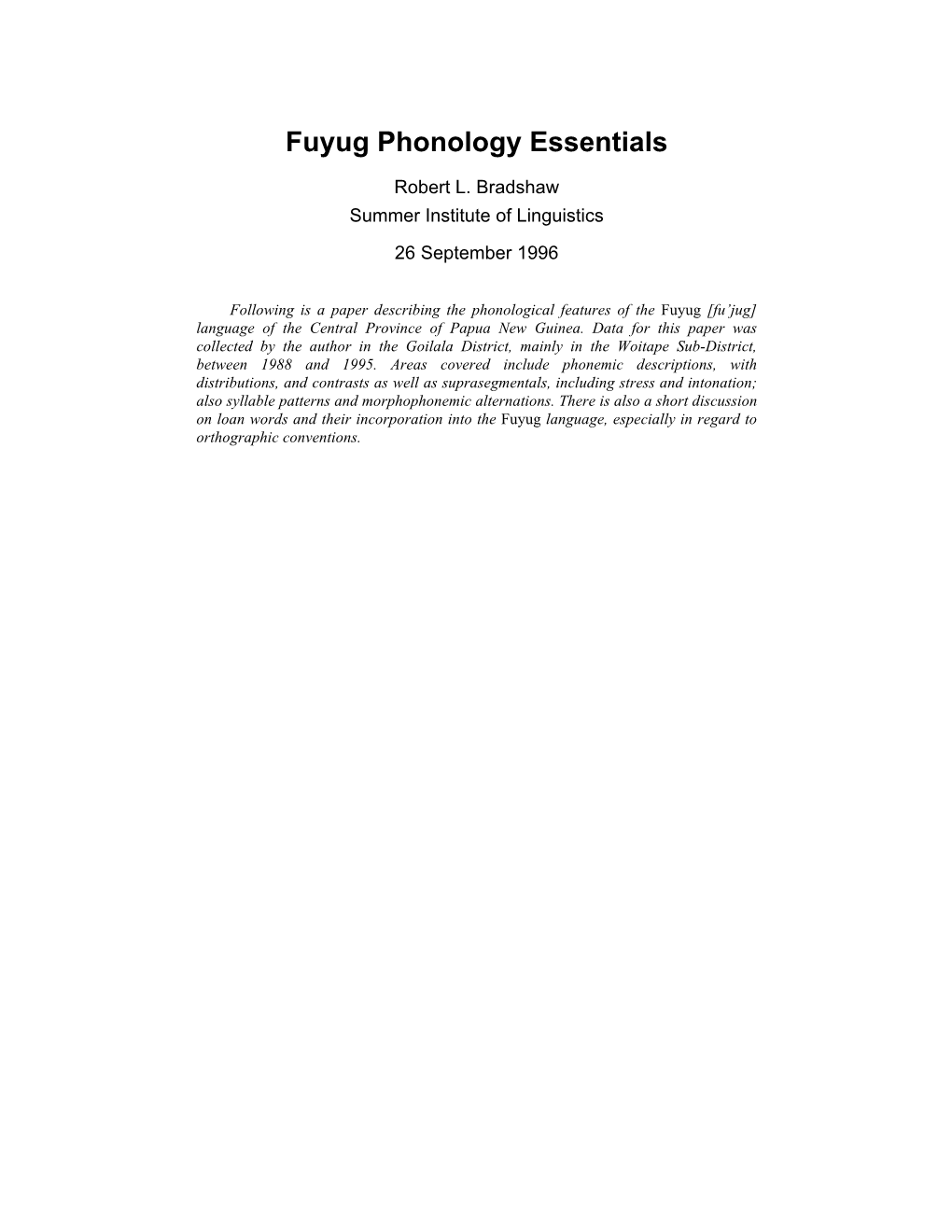 Fuyug Phonology Essentials