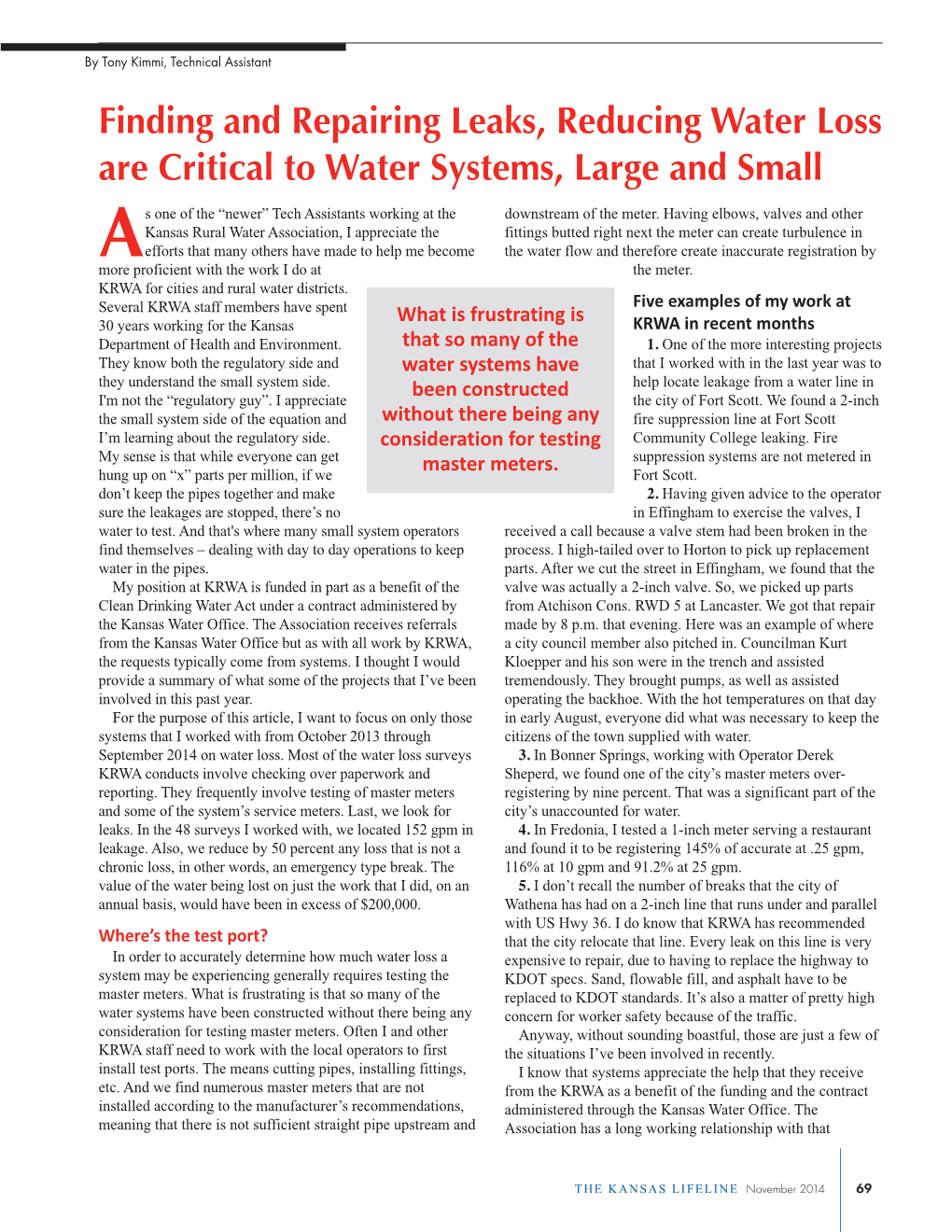 Finding and Repairing Leaks, Reducing Water Loss Are Critical to Water Systems, Large and Small
