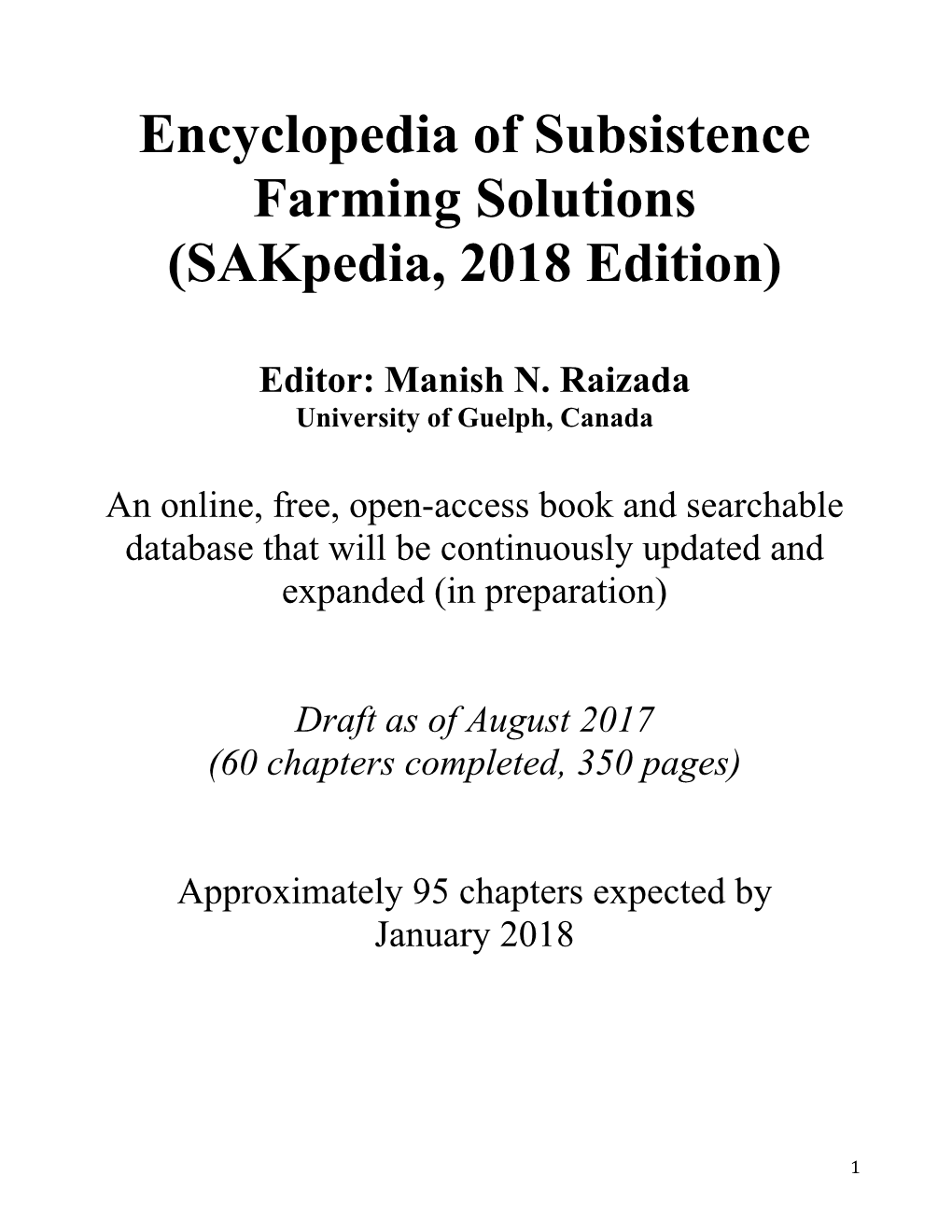 Encyclopedia of Subsistence Farming Solutions (Sakpedia, 2018 Edition)