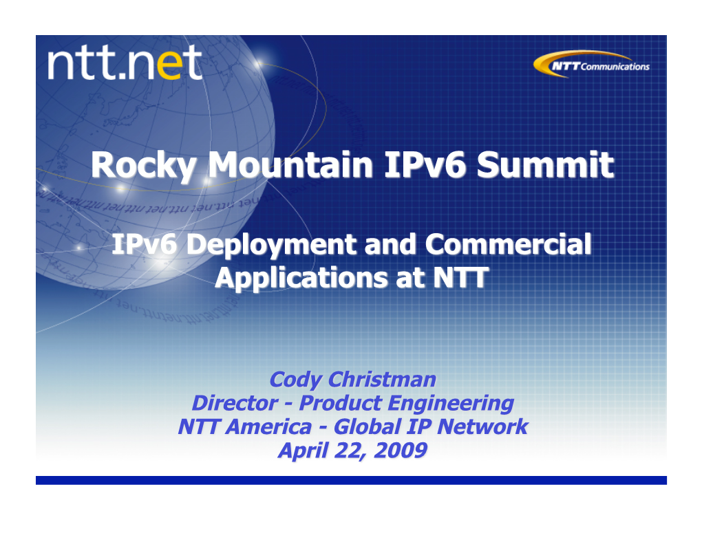 Ipv6 Deployment and Commercial Applications At