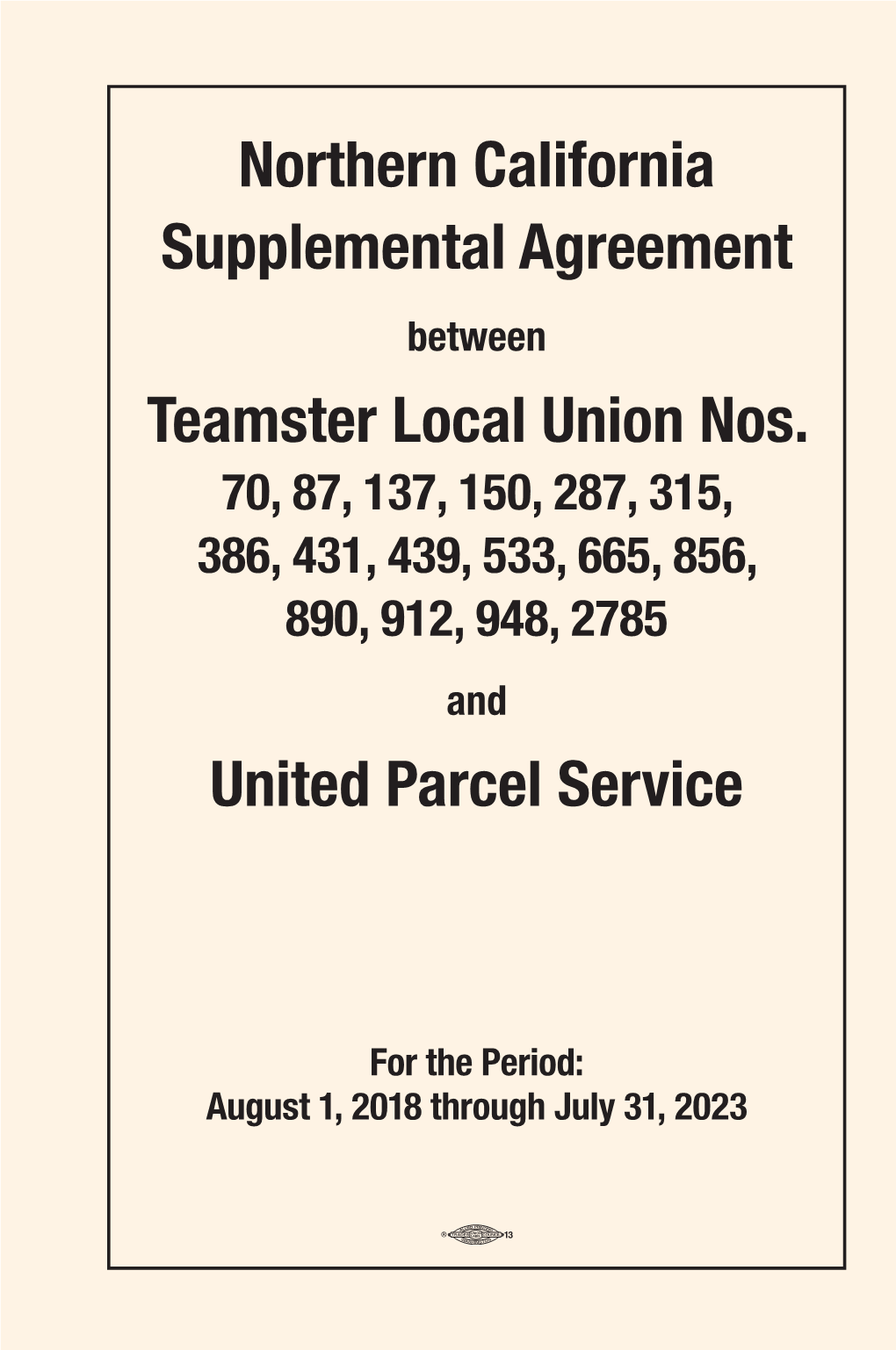 Northern California Supplemental Agreement Teamster Local Union