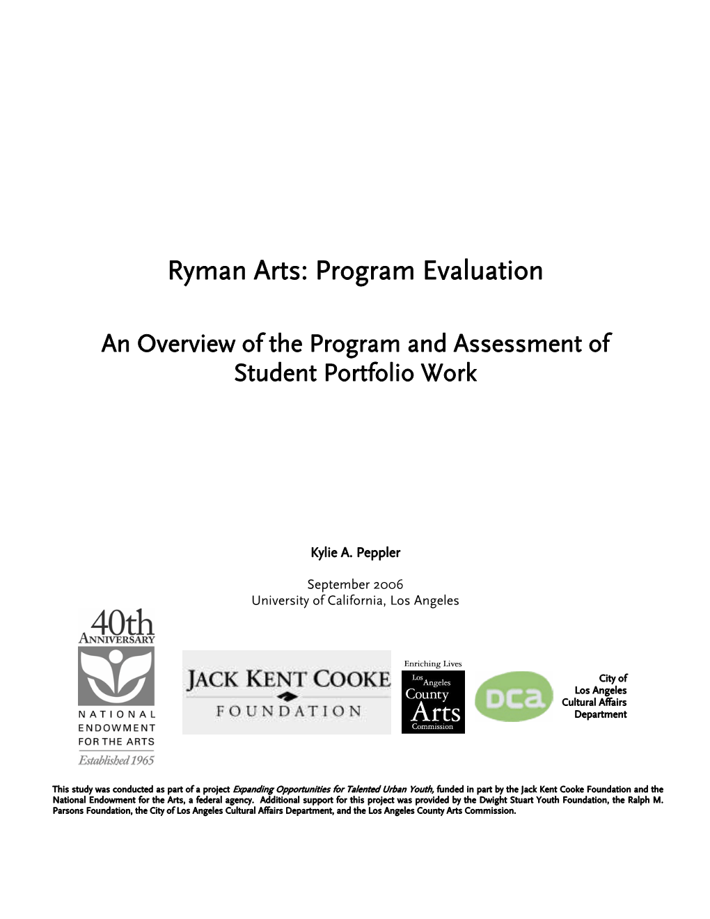 Ryman Arts: Program Evaluation
