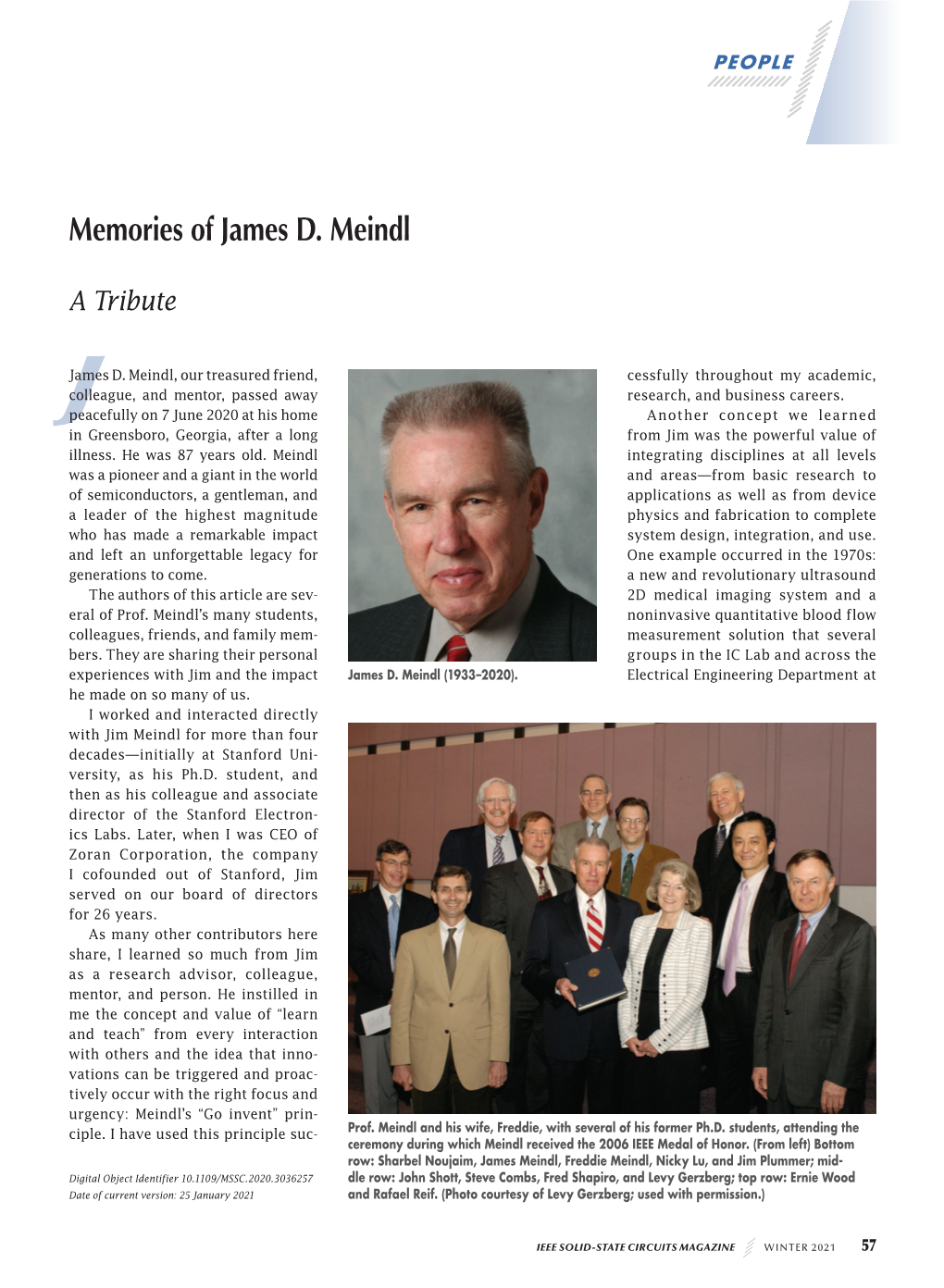 Memories of James D. Meindl