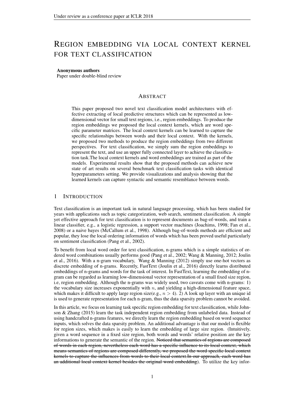 Region Embedding Via Local Context Kernel for Text