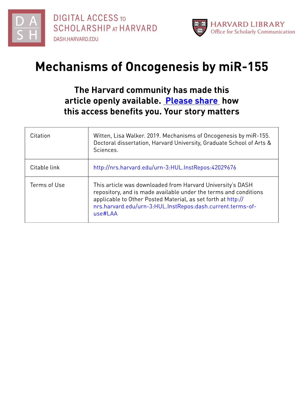 Mechanisms of Oncogenesis by Mir-155