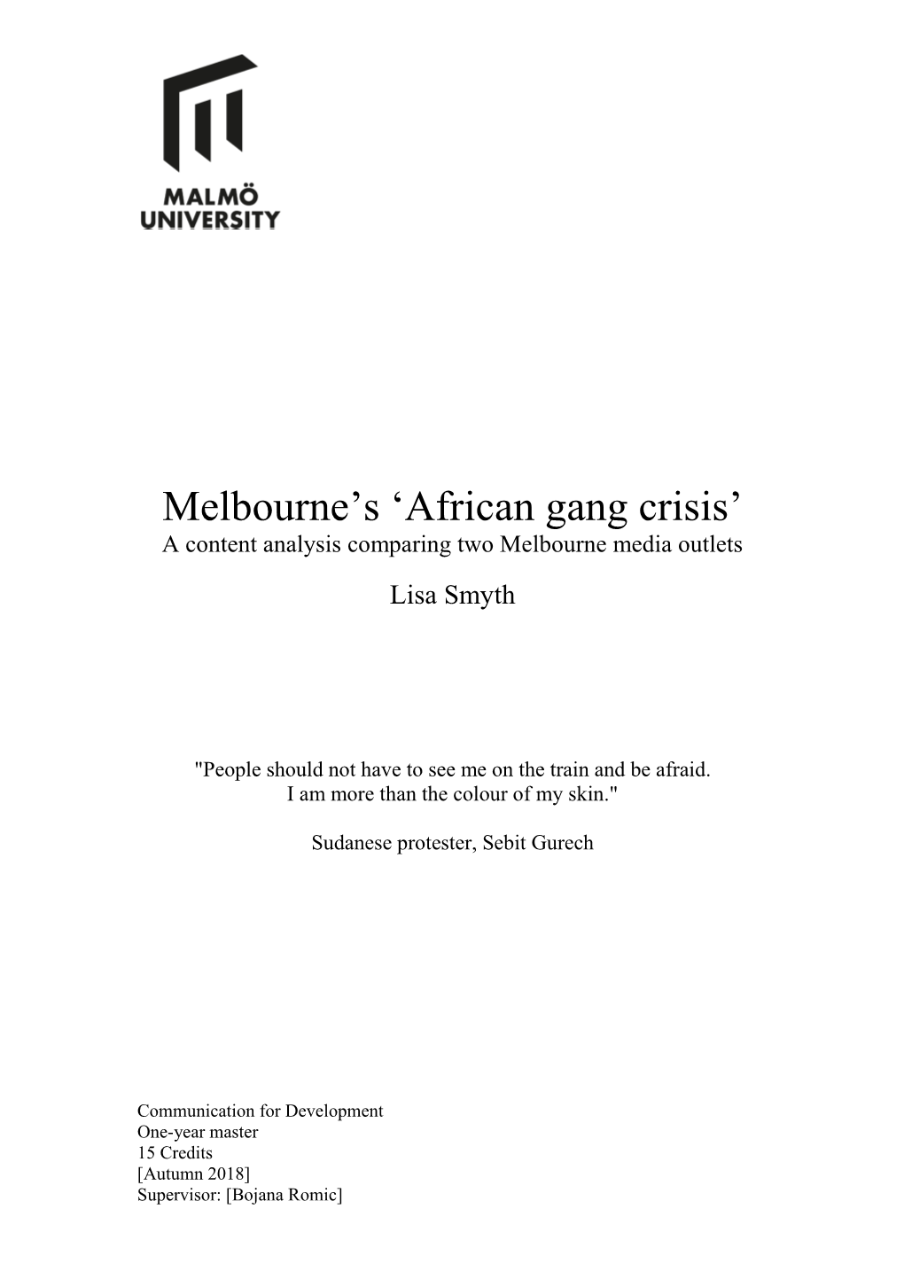 Melbourne's 'African Gang Crisis'
