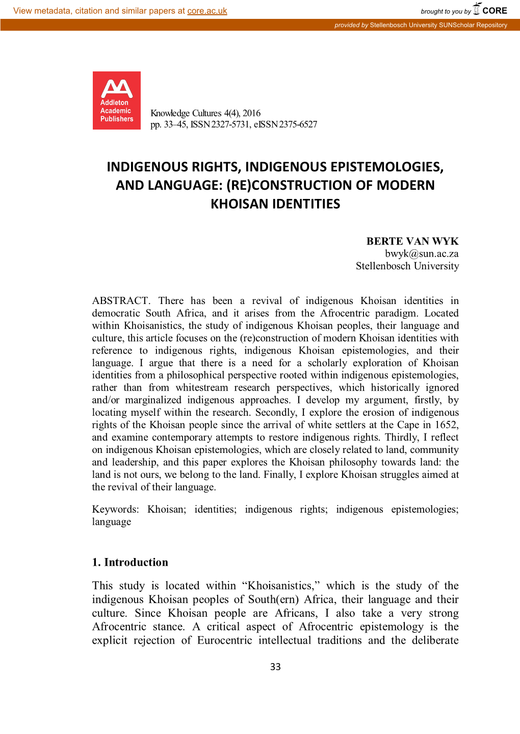 Construction of Modern Khoisan Identities