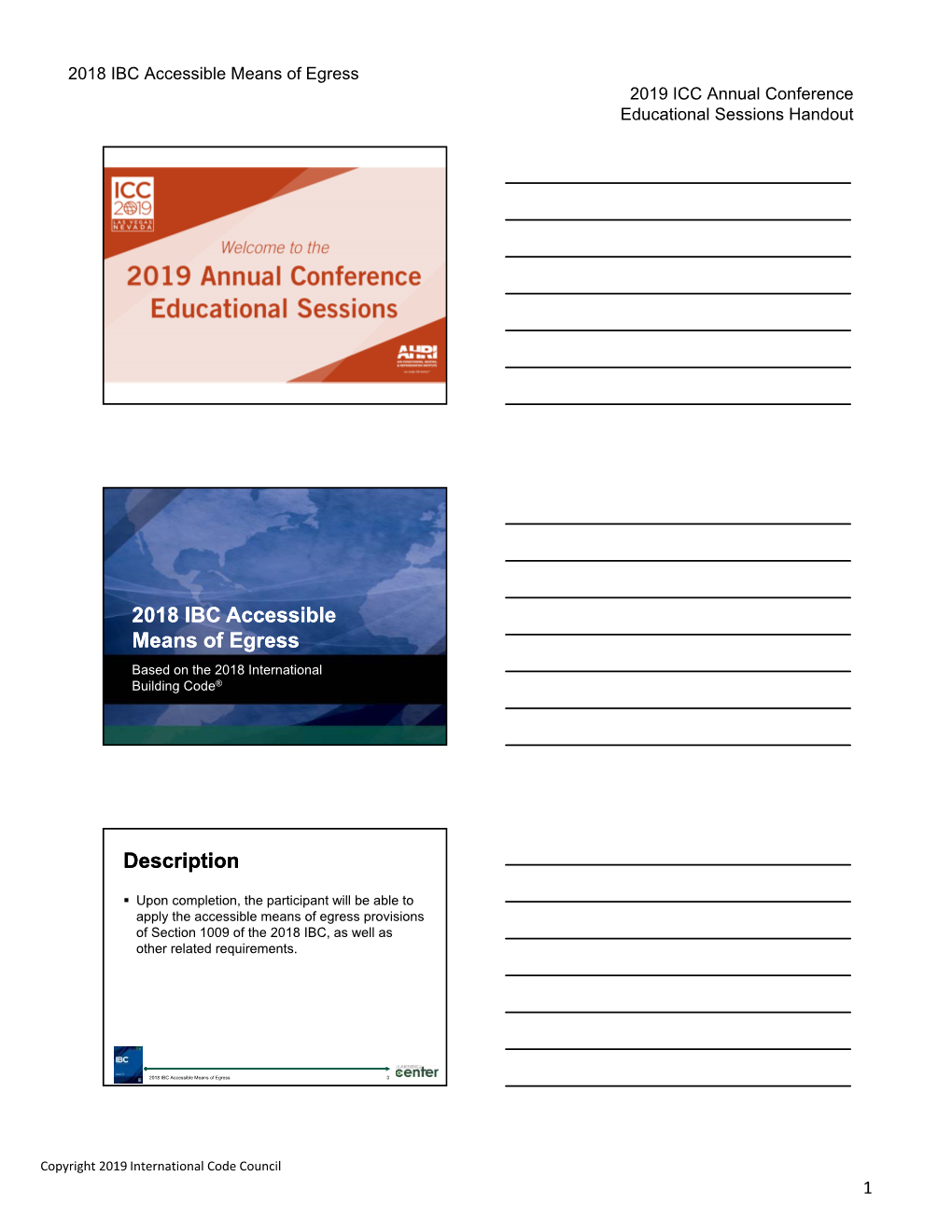 Accessible Means of Egress 2019 ICC Annual Conference Educational Sessions Handout