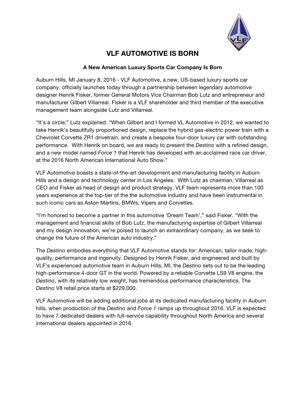 Vlf Automotive Is Born