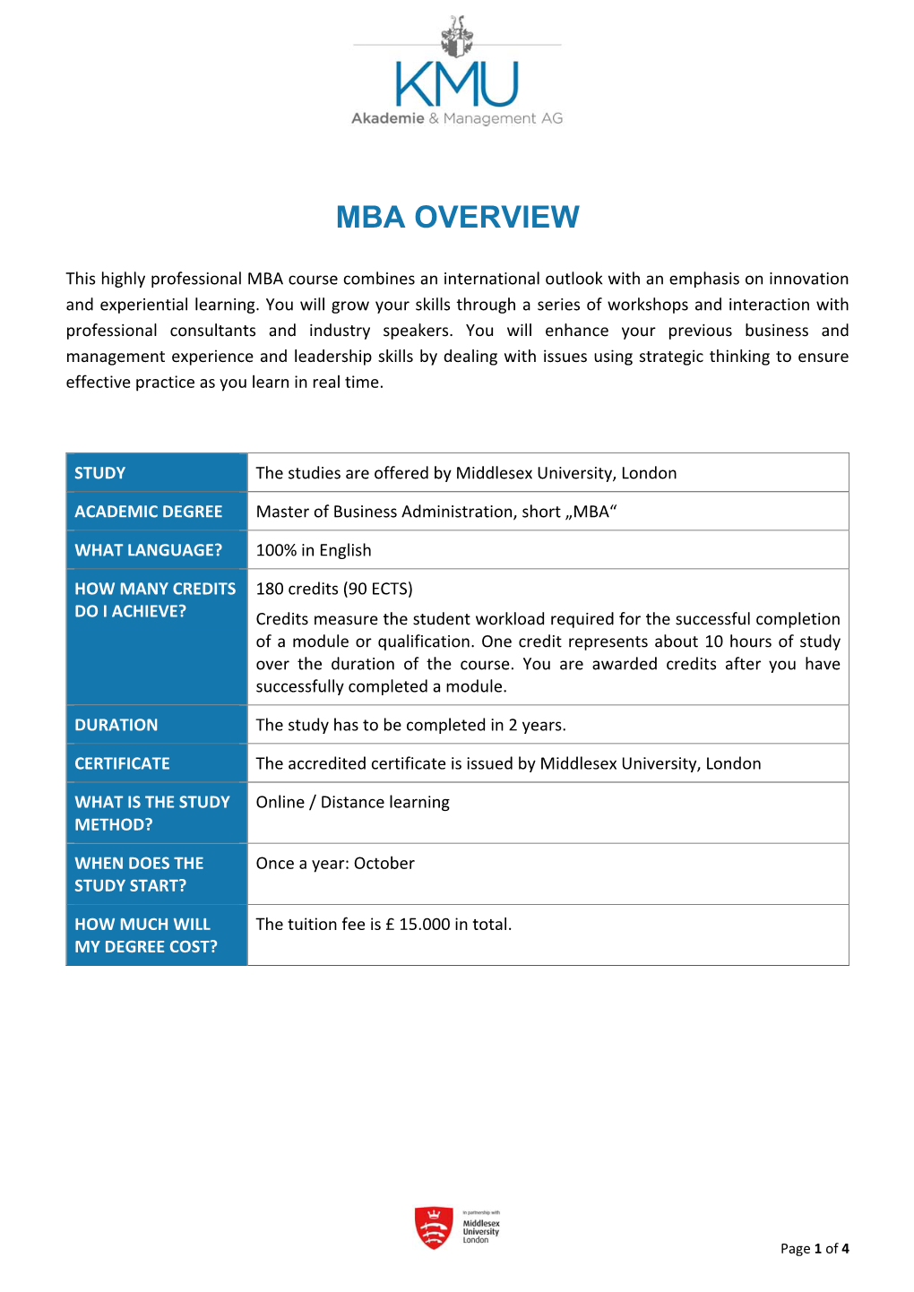 Mba Overview