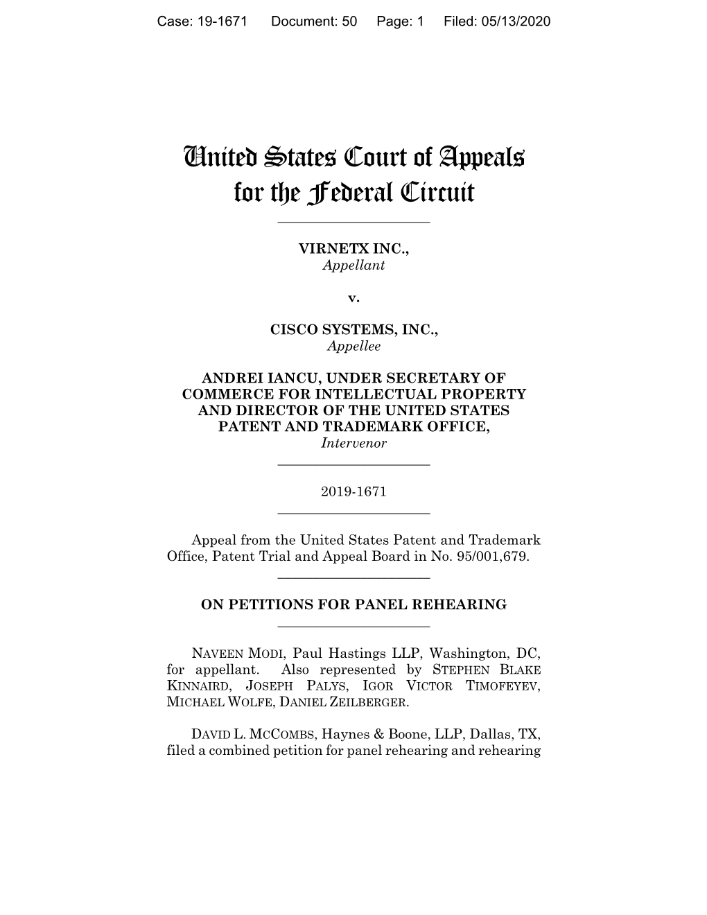 VIRNETX INC. V. CISCO SYSTEMS, INC. [ORDER]