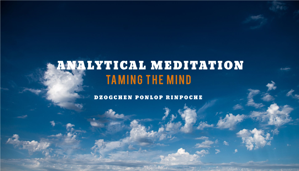 Analytical Meditation: Tame Your Mind by Dzogchen Ponlop Rinpoche