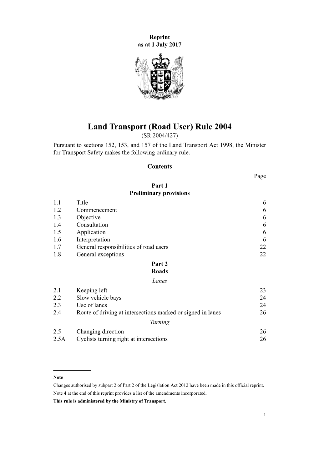 Land Transport (Road User) Rule 2004