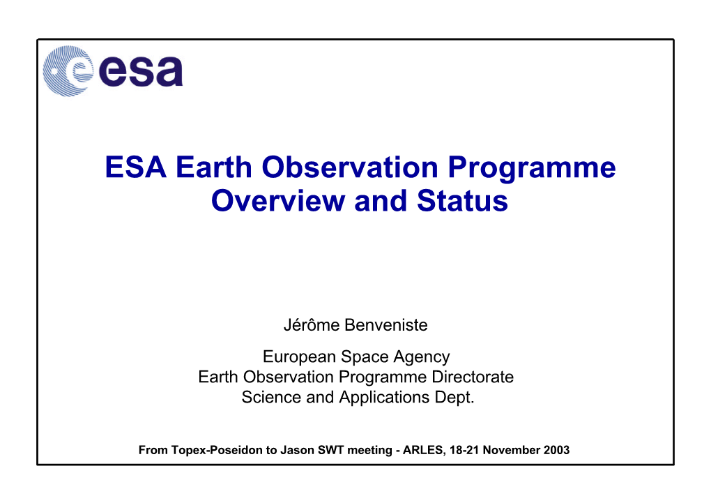 Esa Program Overview