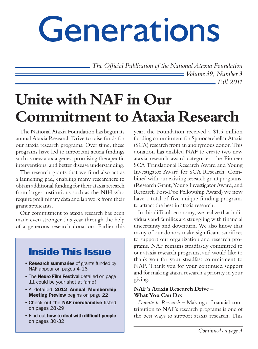 Unite with NAF in Our Commitment to Ataxia Research