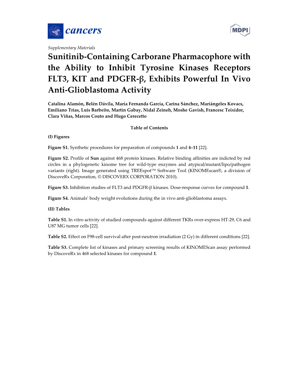 Sunitinib-Containing Carborane Pharmacophore with the Ability To