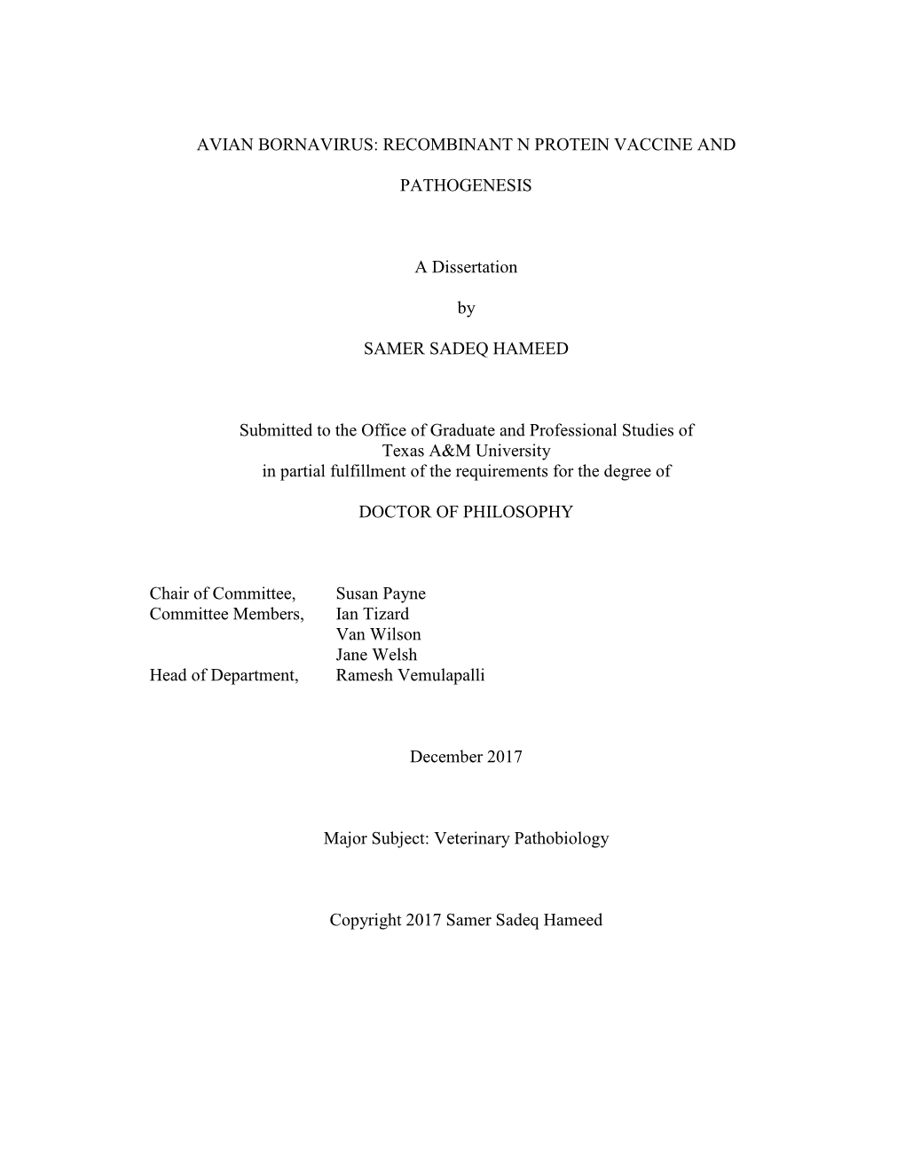 Avian Bornavirus: Recombinant N Protein Vaccine And