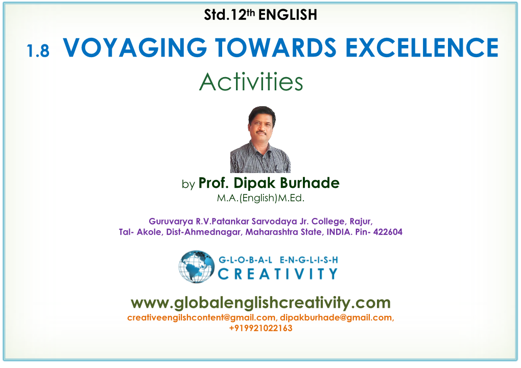 1.8 Voyaging Towards Excellence
