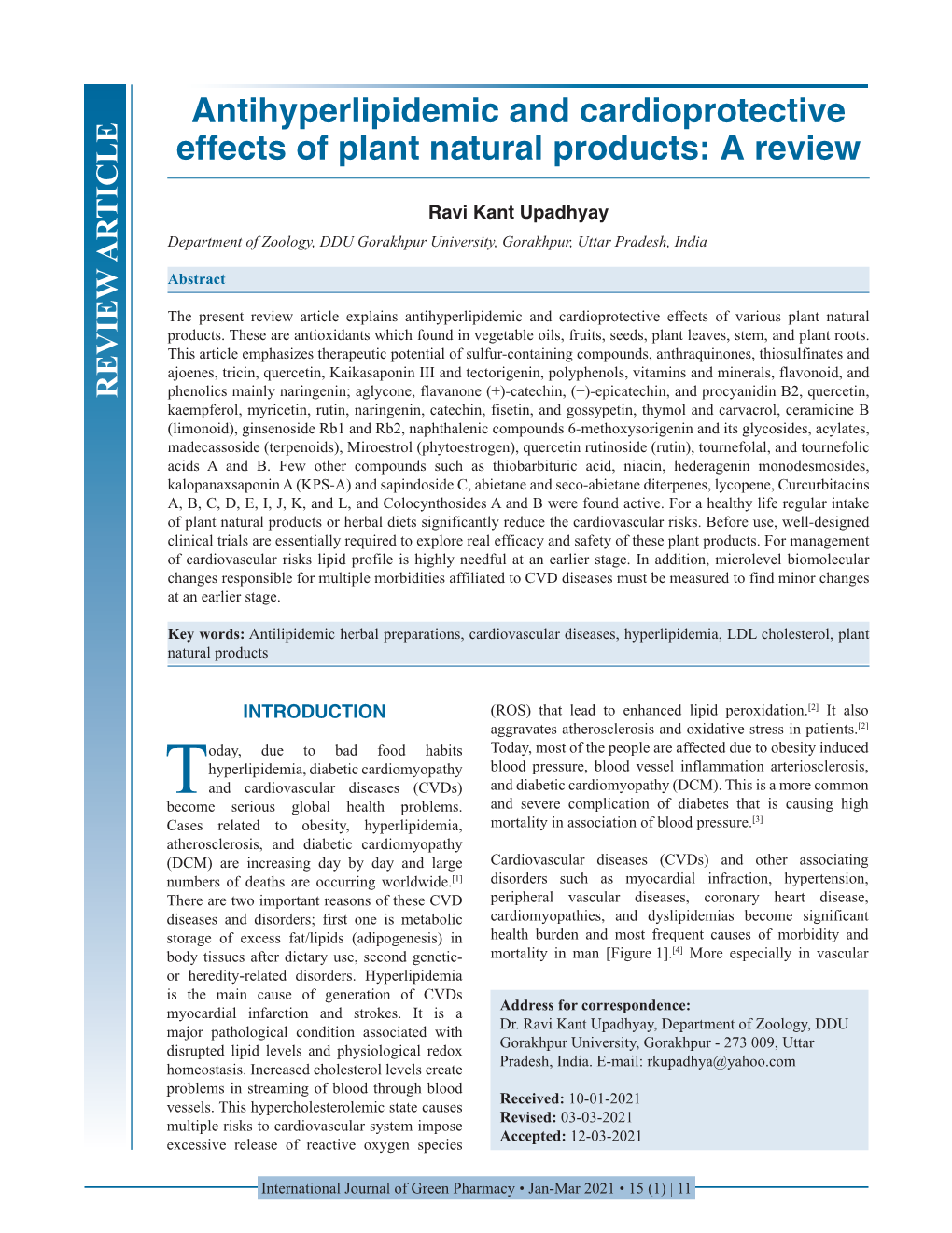 Antihyperlipidemic and Cardioprotective Effects of Plant Natural Products: a Review