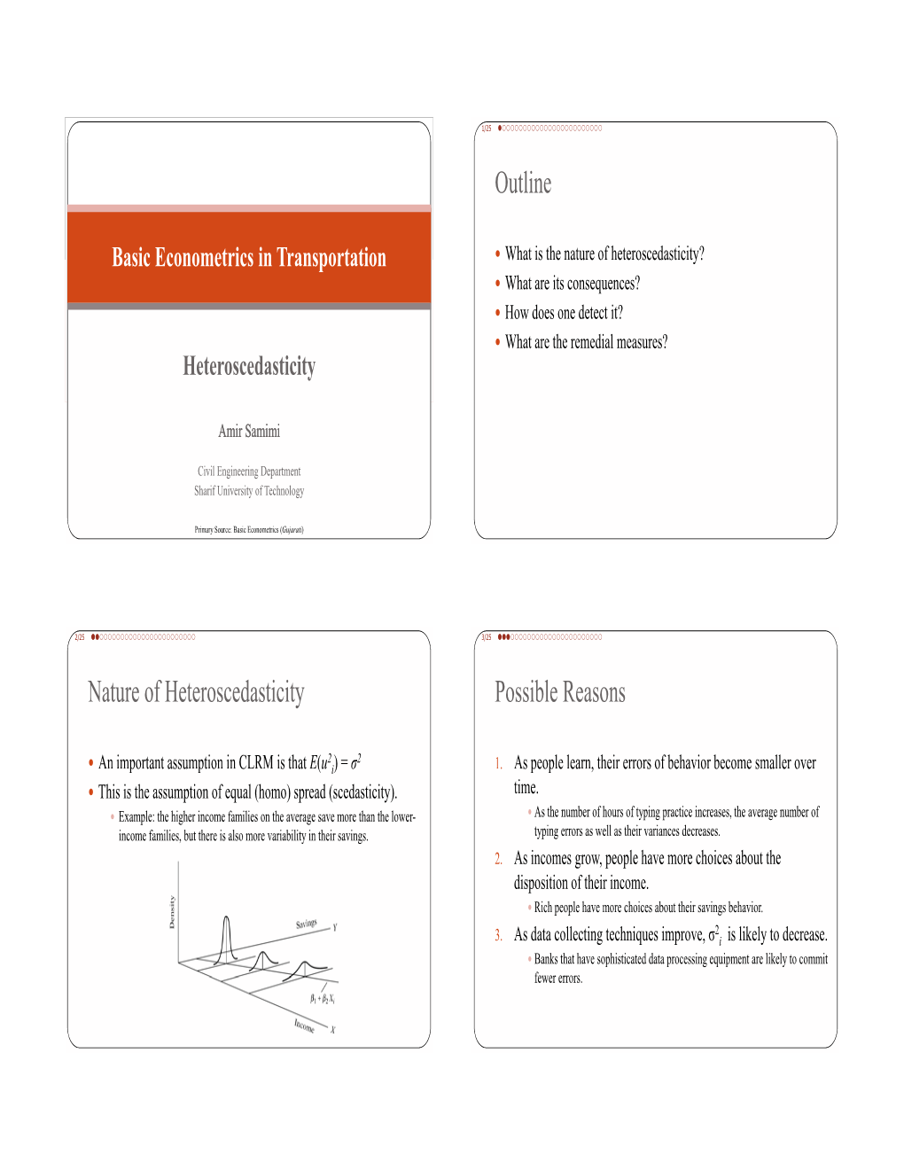 Outline Nature of Heteroscedasticity Possible Reasons