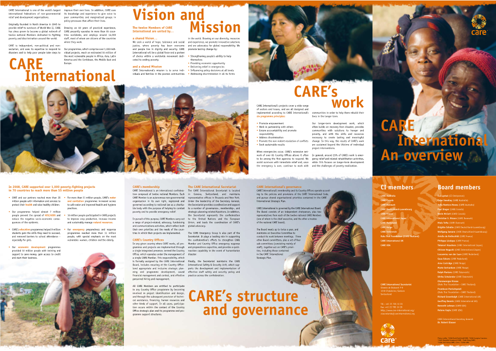 CARE International Is One of the World’S Largest Improve Their Own Lives