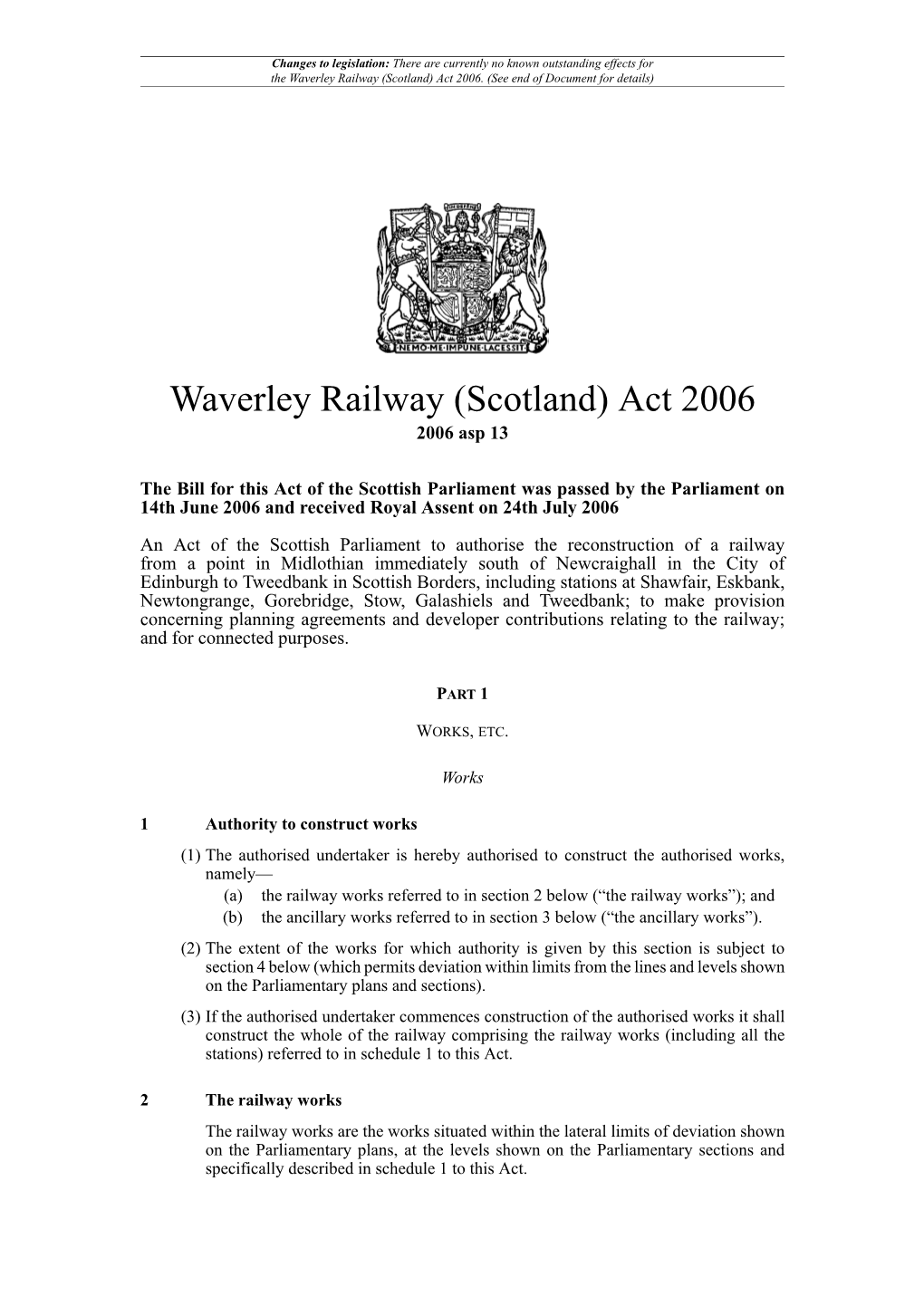 Waverley Railway (Scotland) Act 2006