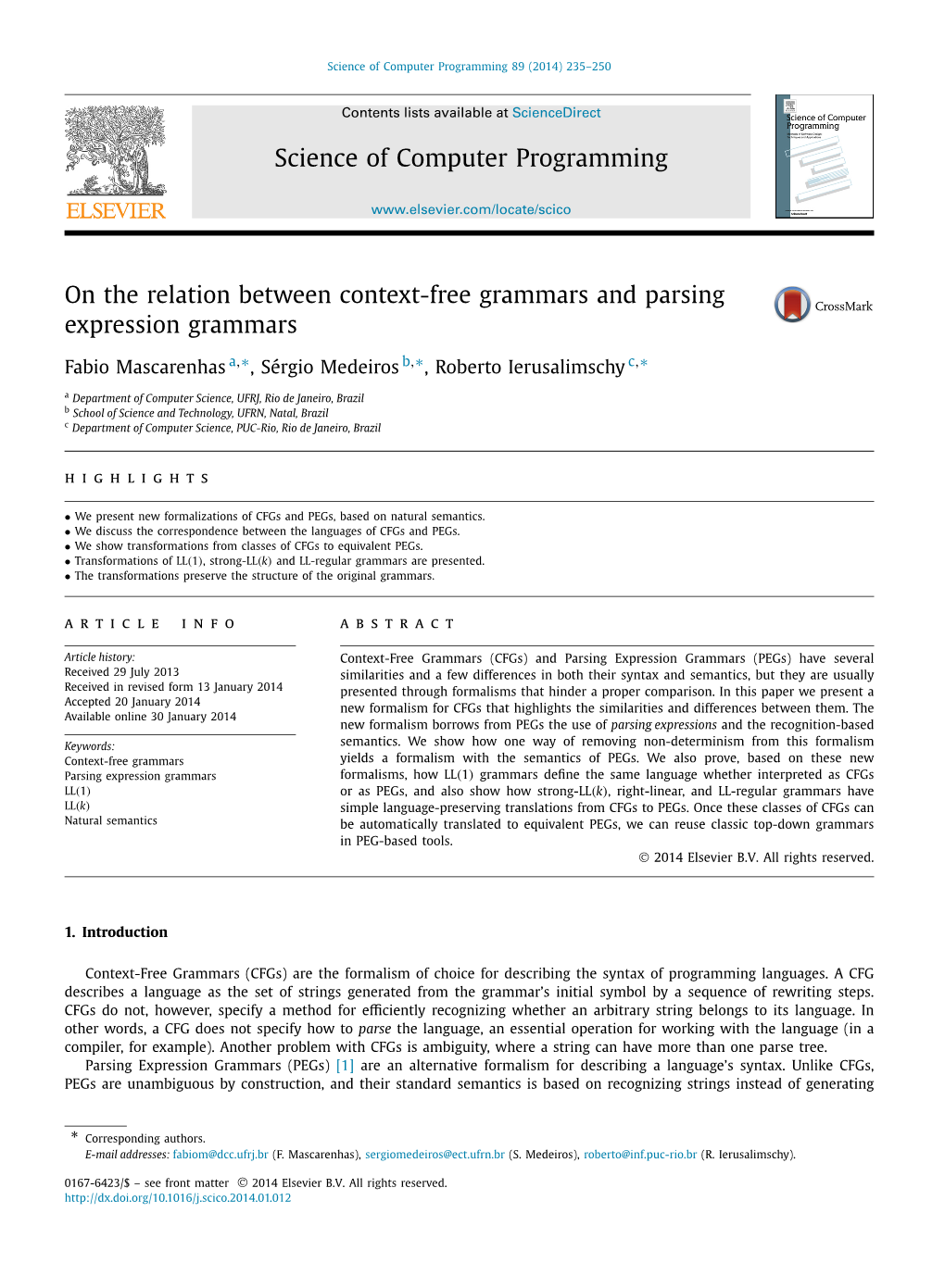 On the Relation Between Context-Free Grammars and Parsing