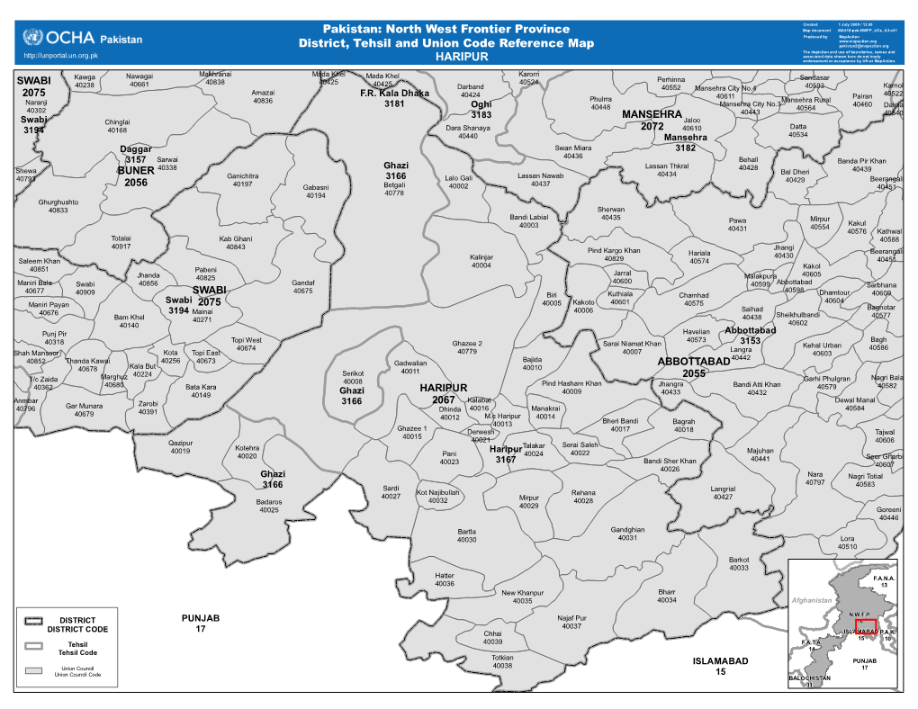 HARIPUR Pakistan: North West Frontier Province District, Tehsil