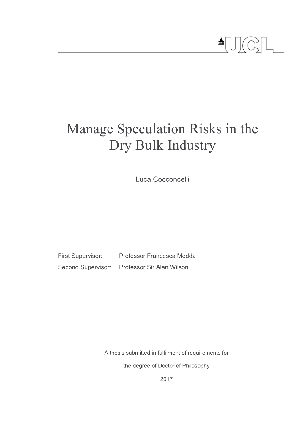 Manage Speculation Risks in the Dry Bulk Industry