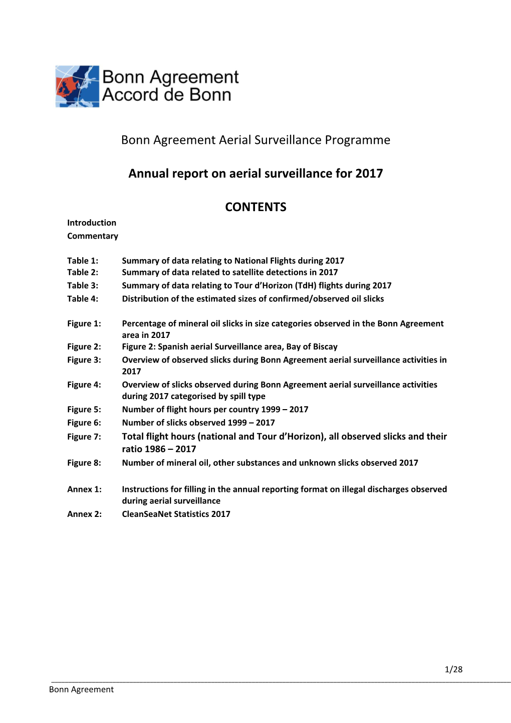 Bonn Agreement Annual Report on Aerial Surveillance: 2017