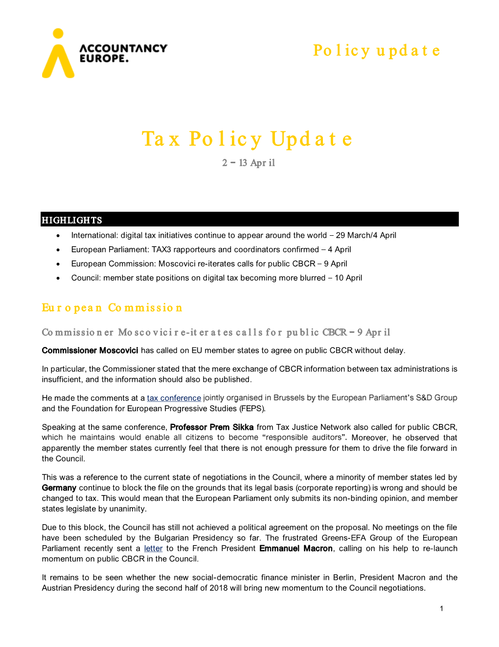Tax Policy Update 2 13 April