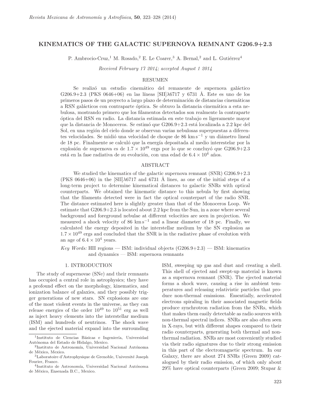 Kinematics of the Galactic Supernova Remnant G206.9+2.3