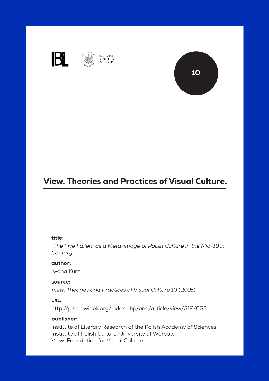 View. Theories and Practices Ofvisual Culture