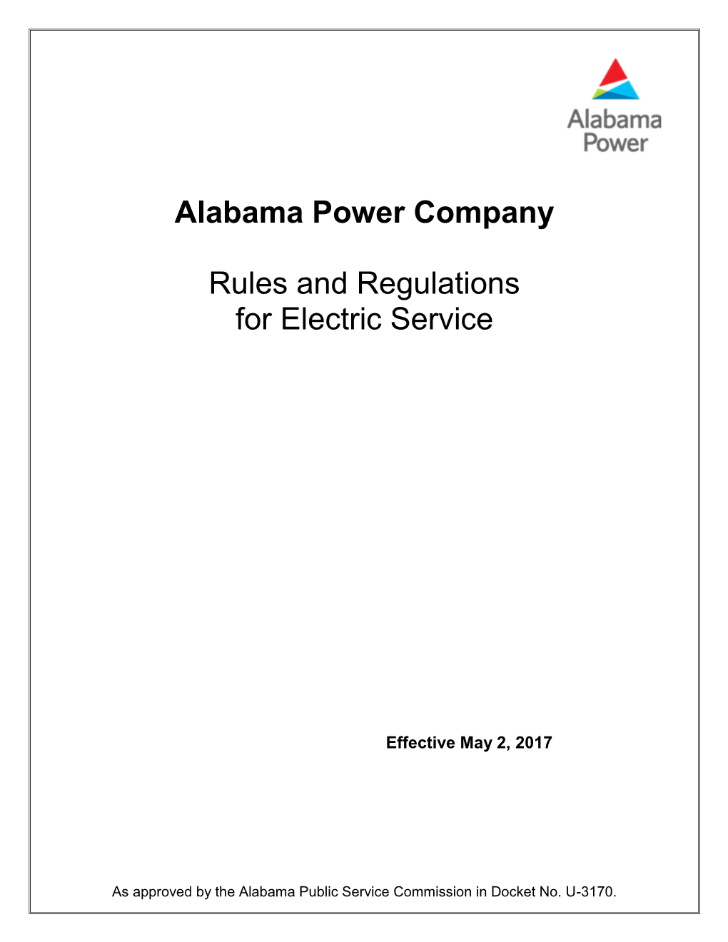 Alabama Power Company Rules and Regulations for Electric Service