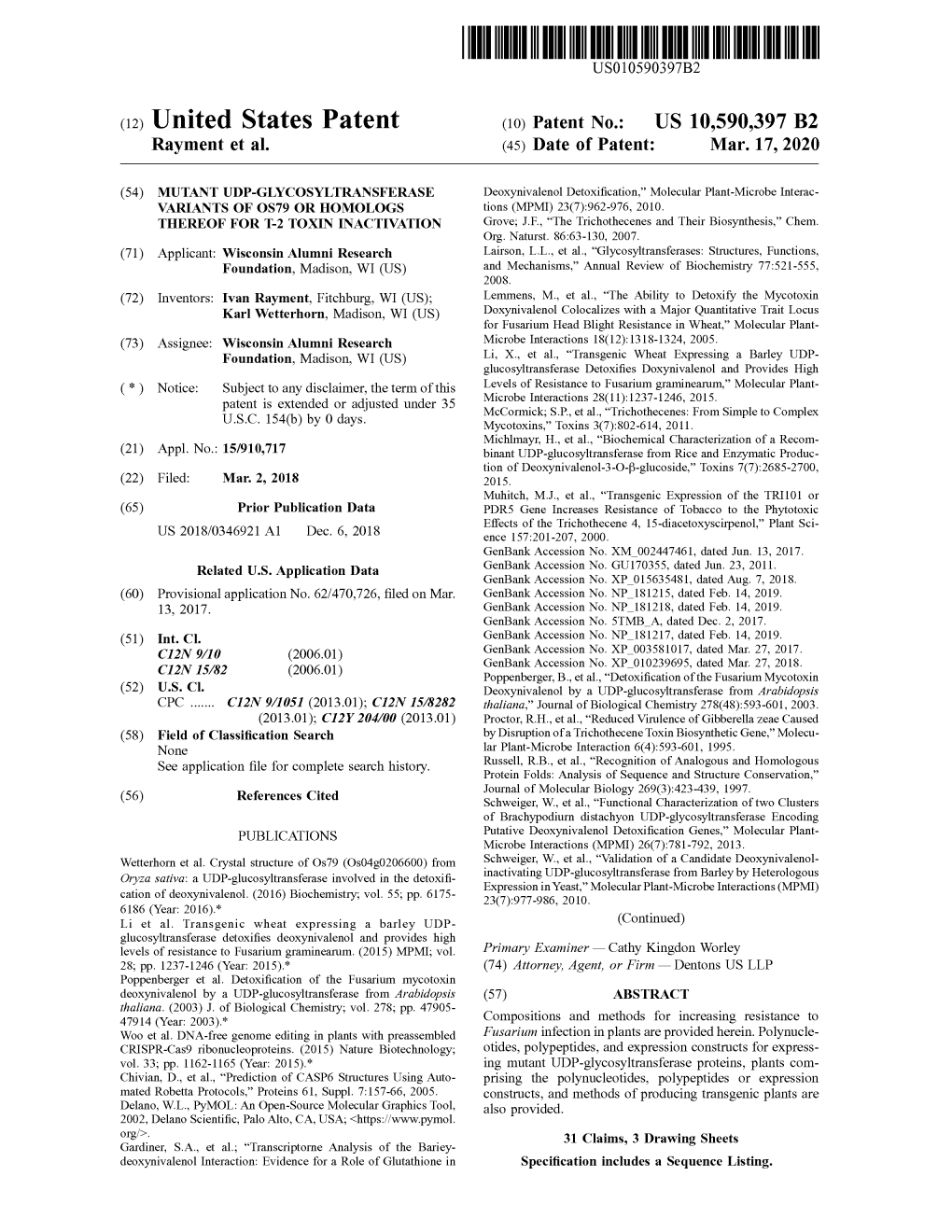 View U.S. Patent No. 10590397 in PDF