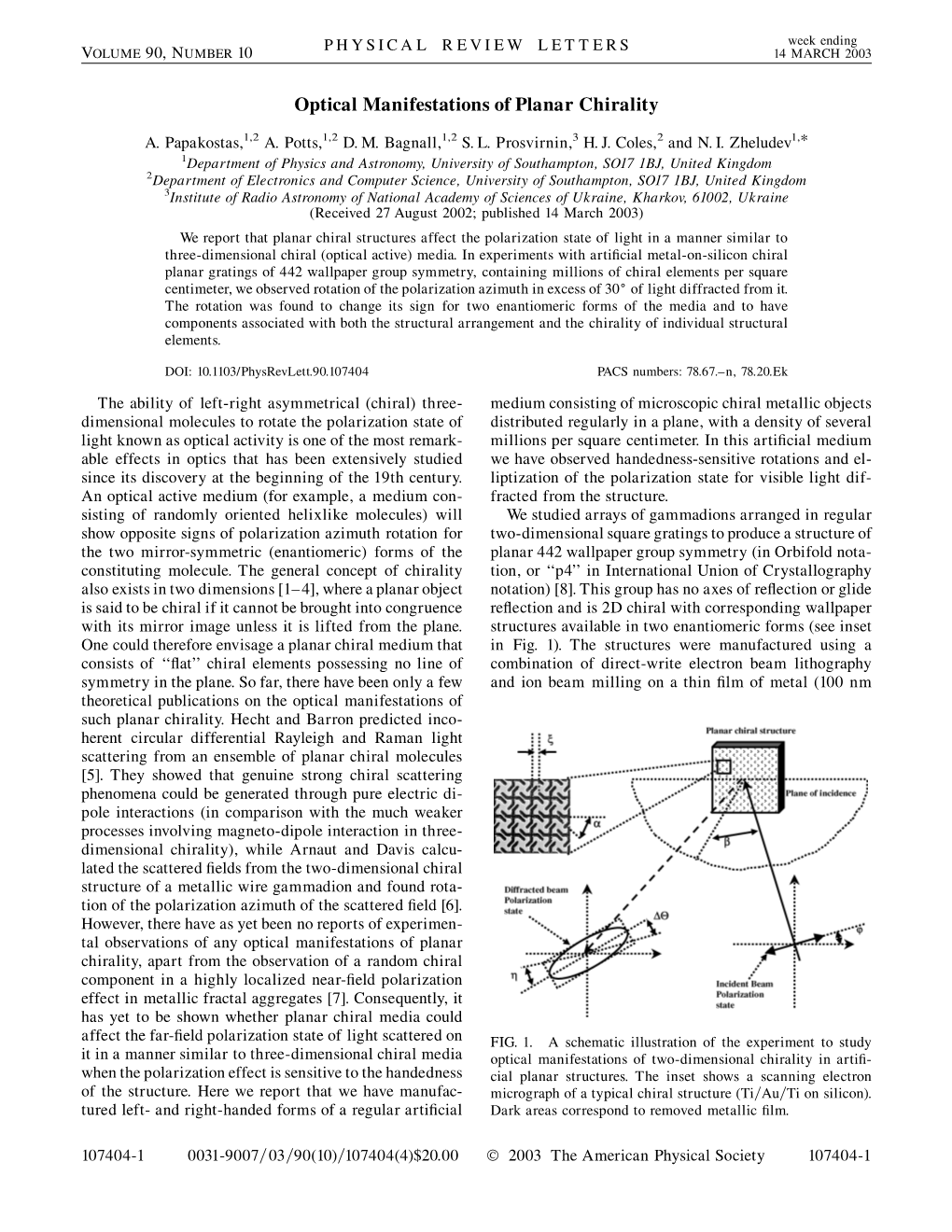 Optical Manifestations of Planar Chirality