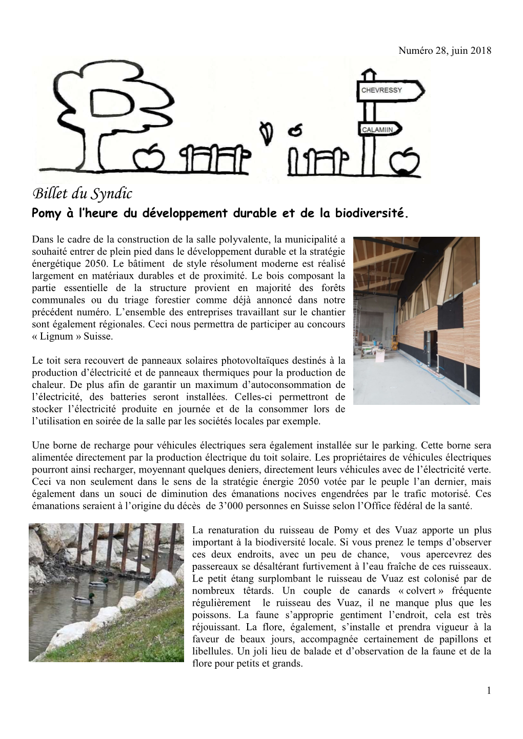 Billet Du Syndic Pomy À L’Heure Du Développement Durable Et De La Biodiversité