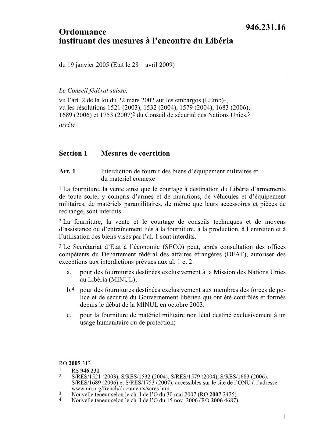 Ordonnance Instituant Des Mesures À L'encontre Du