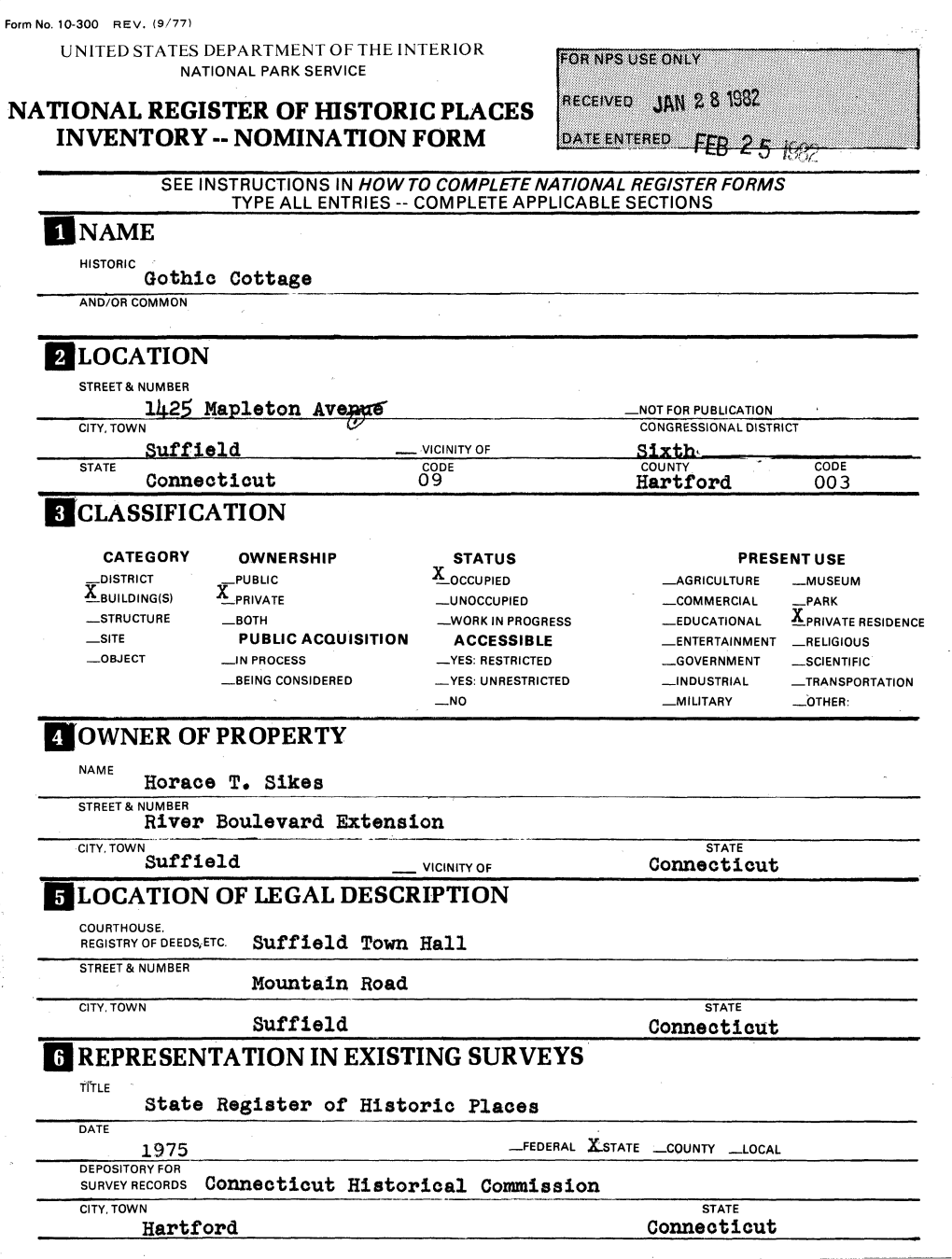 National Register of Historic Places Inventory -- Nomination Form