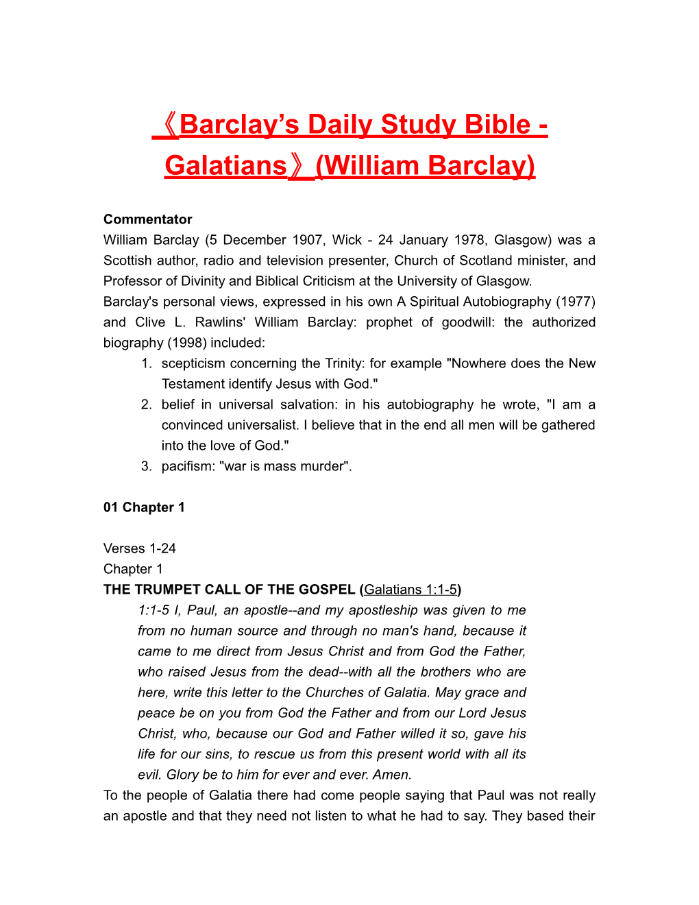 Barclay S Daily Study Bible - Galatians (William Barclay)