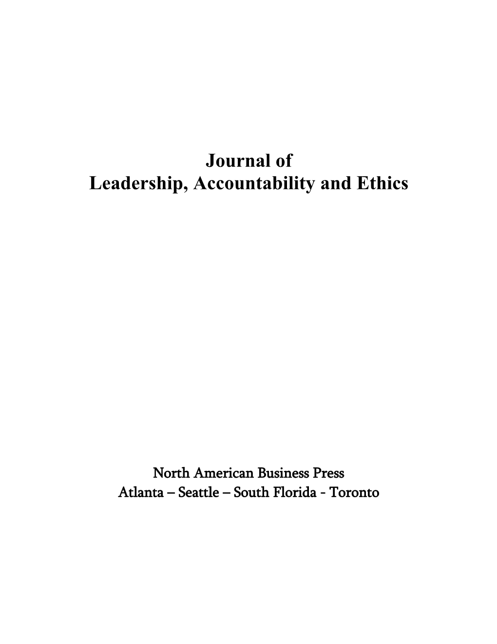 Journal of Leadership, Accountability and Ethics