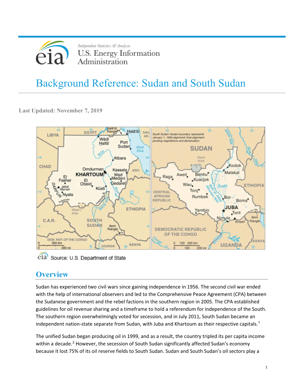 Background Reference: Sudan and South Sudan