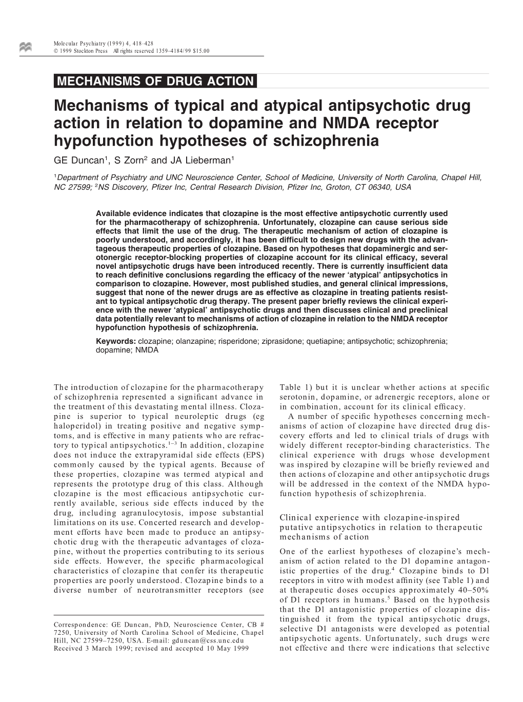 Mechanisms of Typical and Atypical Antipsychotic Drug Action in Relation