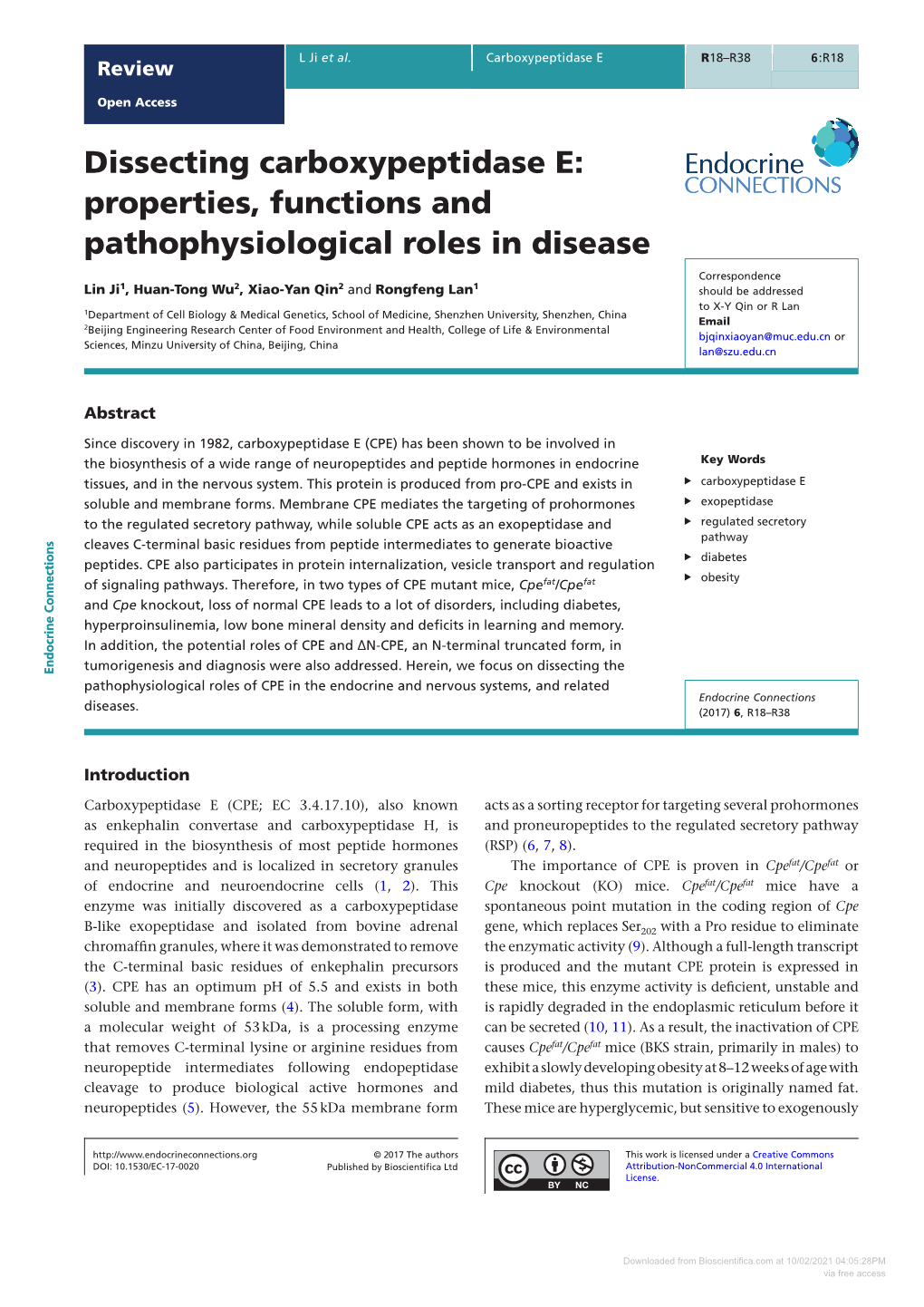 Dissecting Carboxypeptidase E: Properties, Functions And