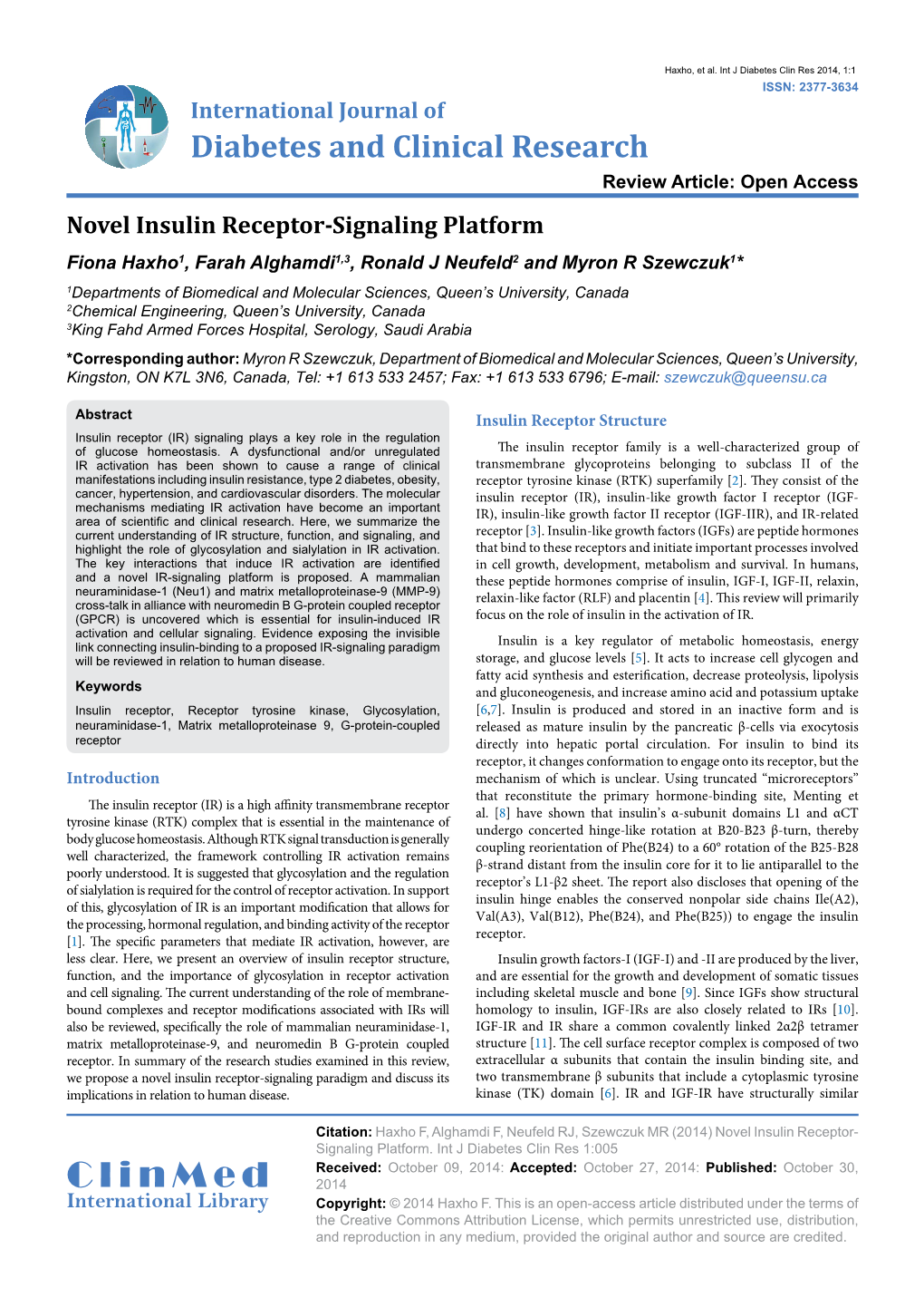 Novel Insulin Receptor-Signaling Platform