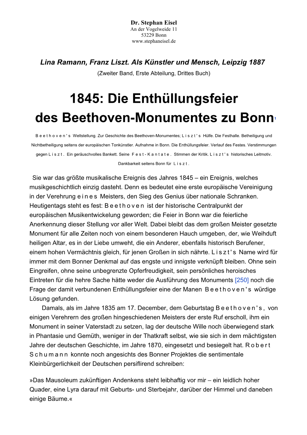 Liszt-Biografin Zu Liszt in Bonn