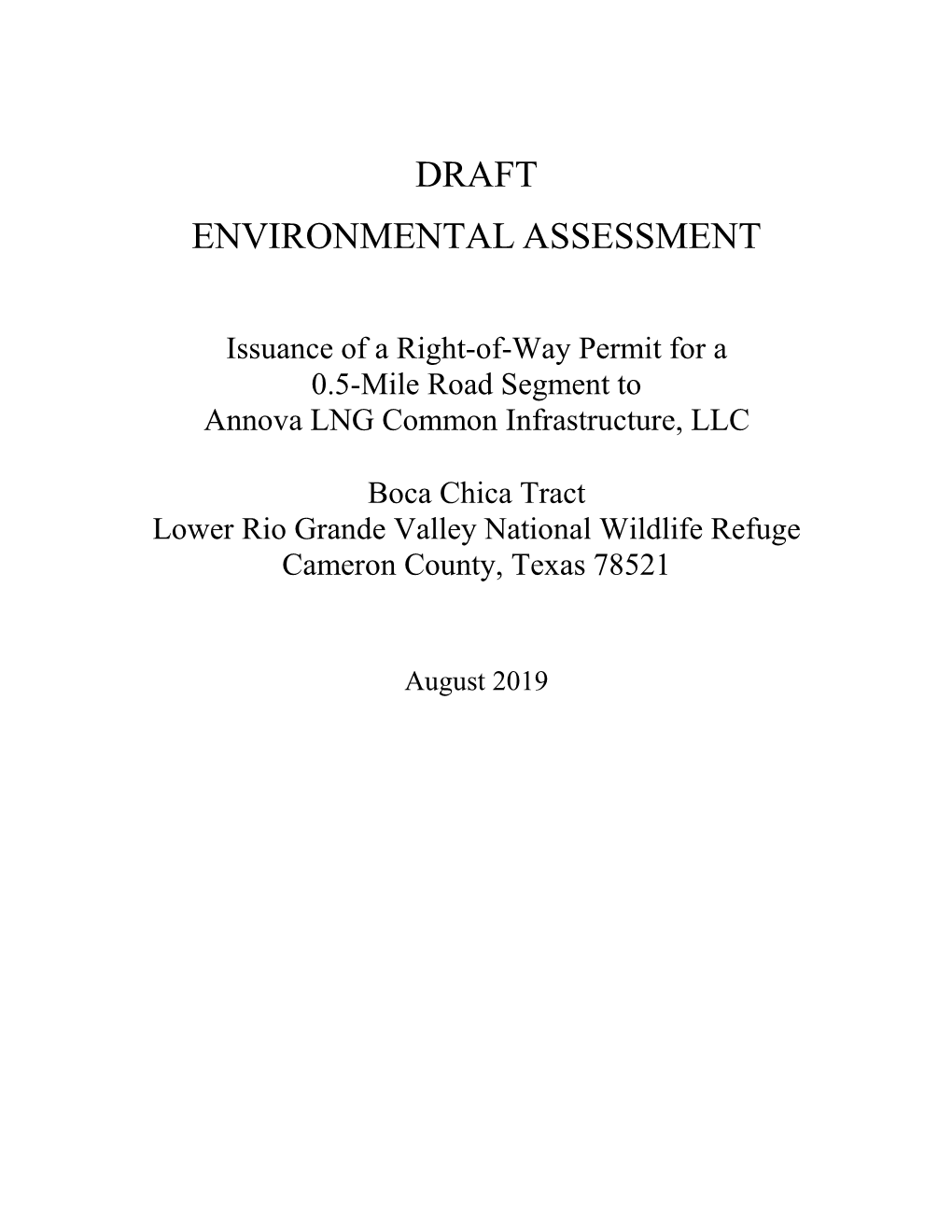 DRAFT EA Issuance of a ROW Permit to Annova