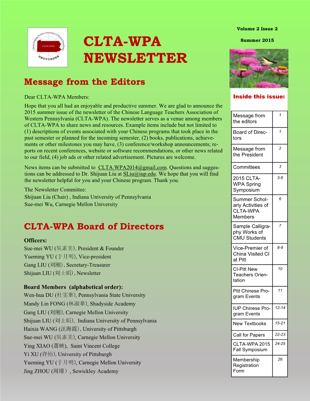 CLTA-WPA NEWSLETTER CLTA-WPA Committees