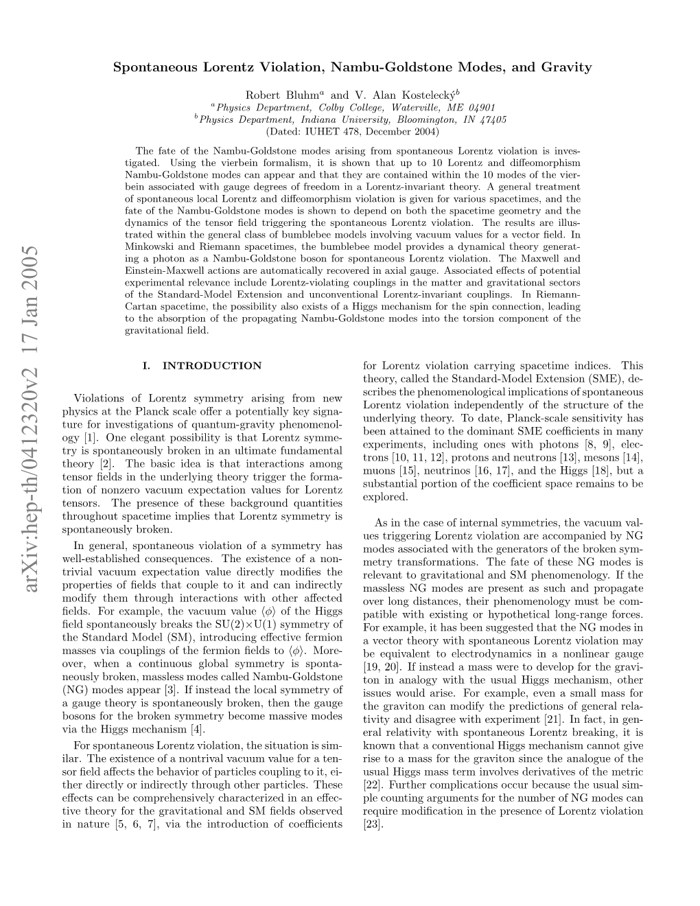 Spontaneous Lorentz Violation, Nambu-Goldstone Modes, And