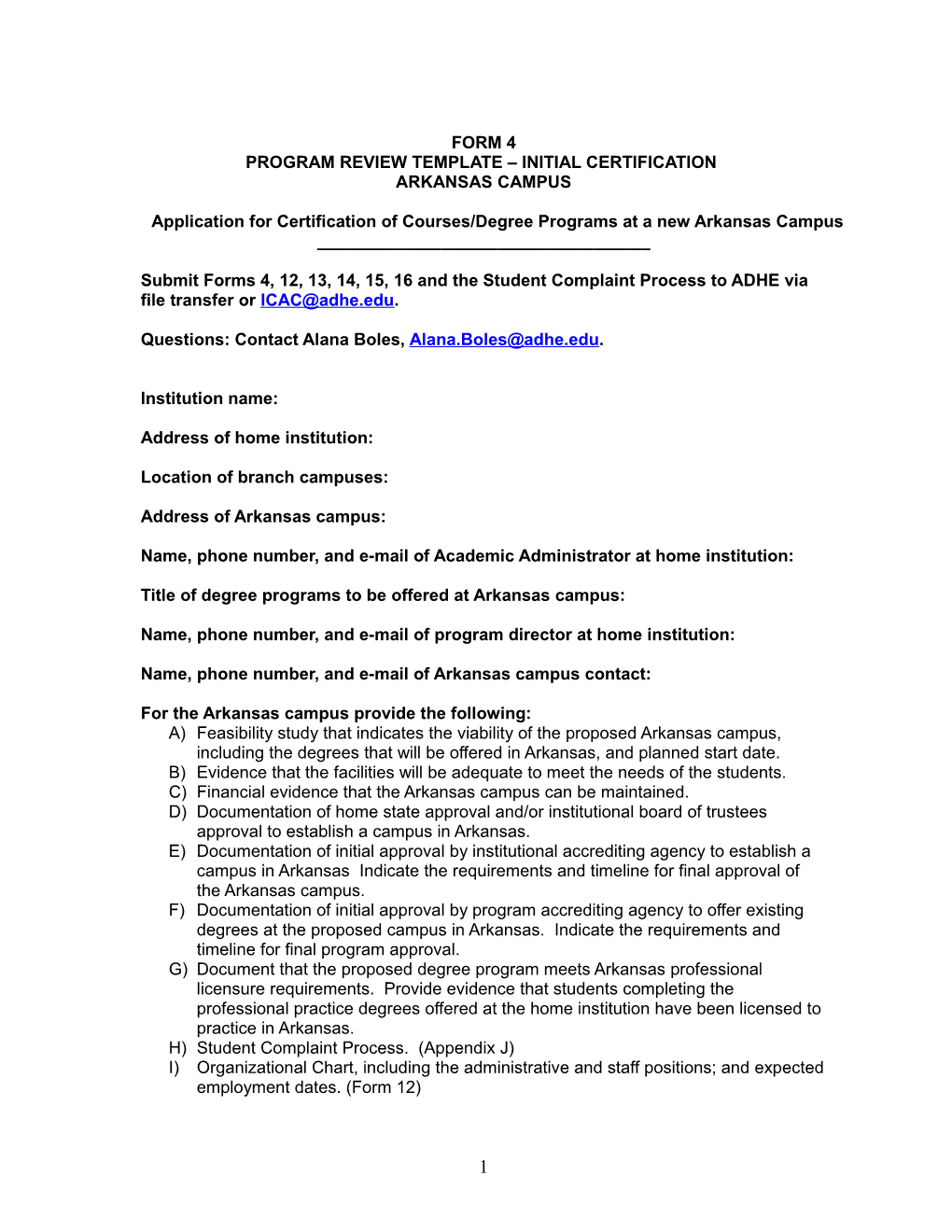 Form 4 Application for Certification of Course Degree Program